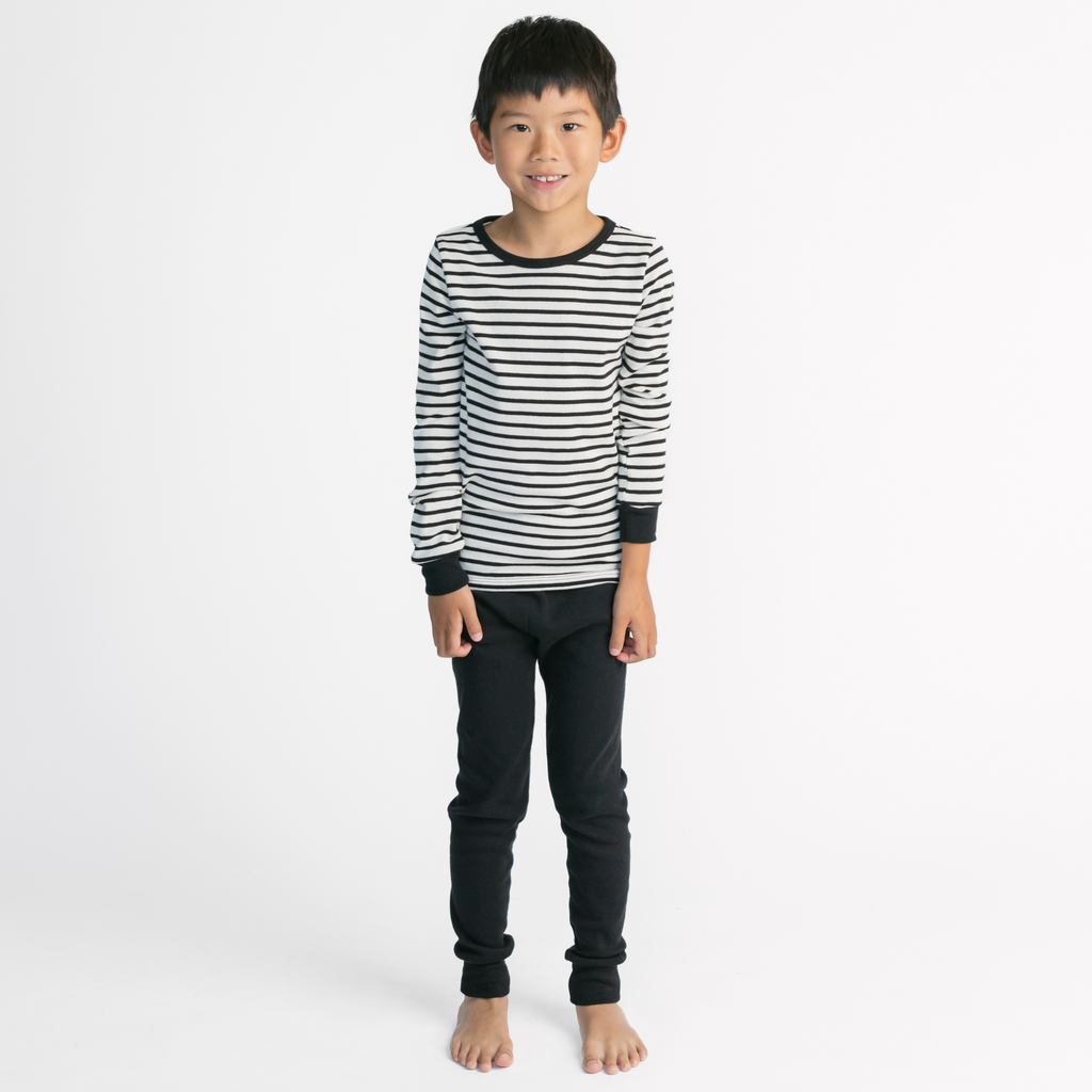 Dreamy Long Sleeve Pajama Set - Pajamas - Black Stripe - 4 - mini mioche