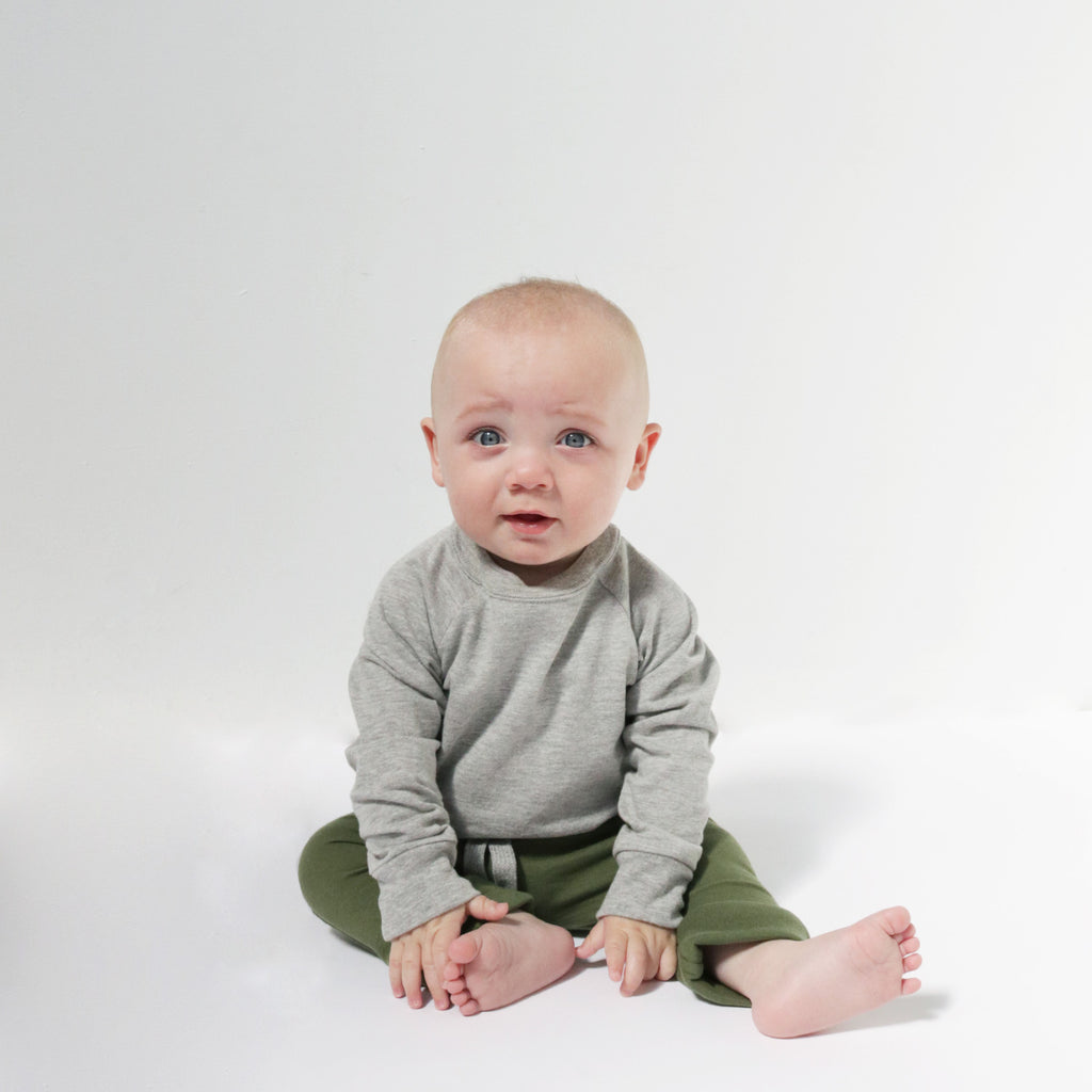 Cloud Crew Raglan - Long Sleeve Tees - Heather Grey - 3-6 months - mini mioche