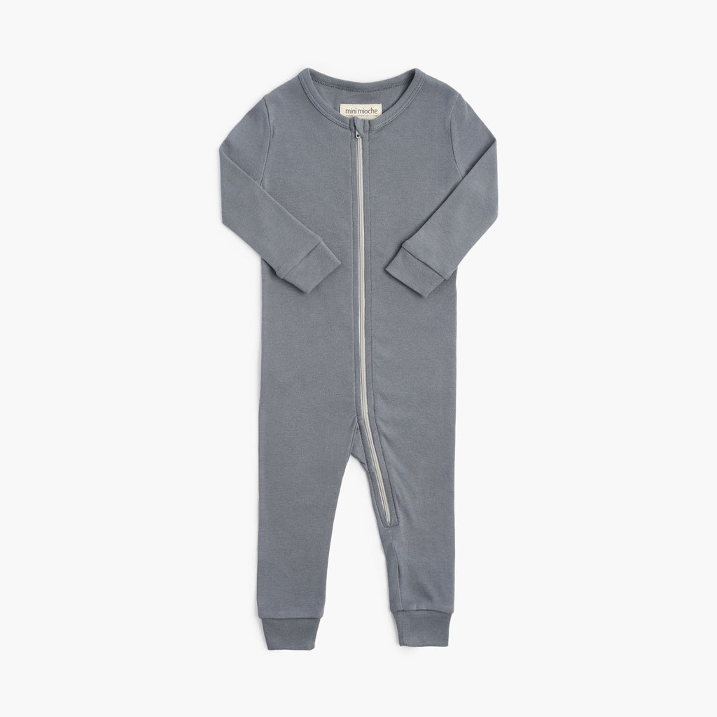 Dreamy Long Sleeve Sleeper - Pajamas - Slate Blue - 0-3 months - mini mioche