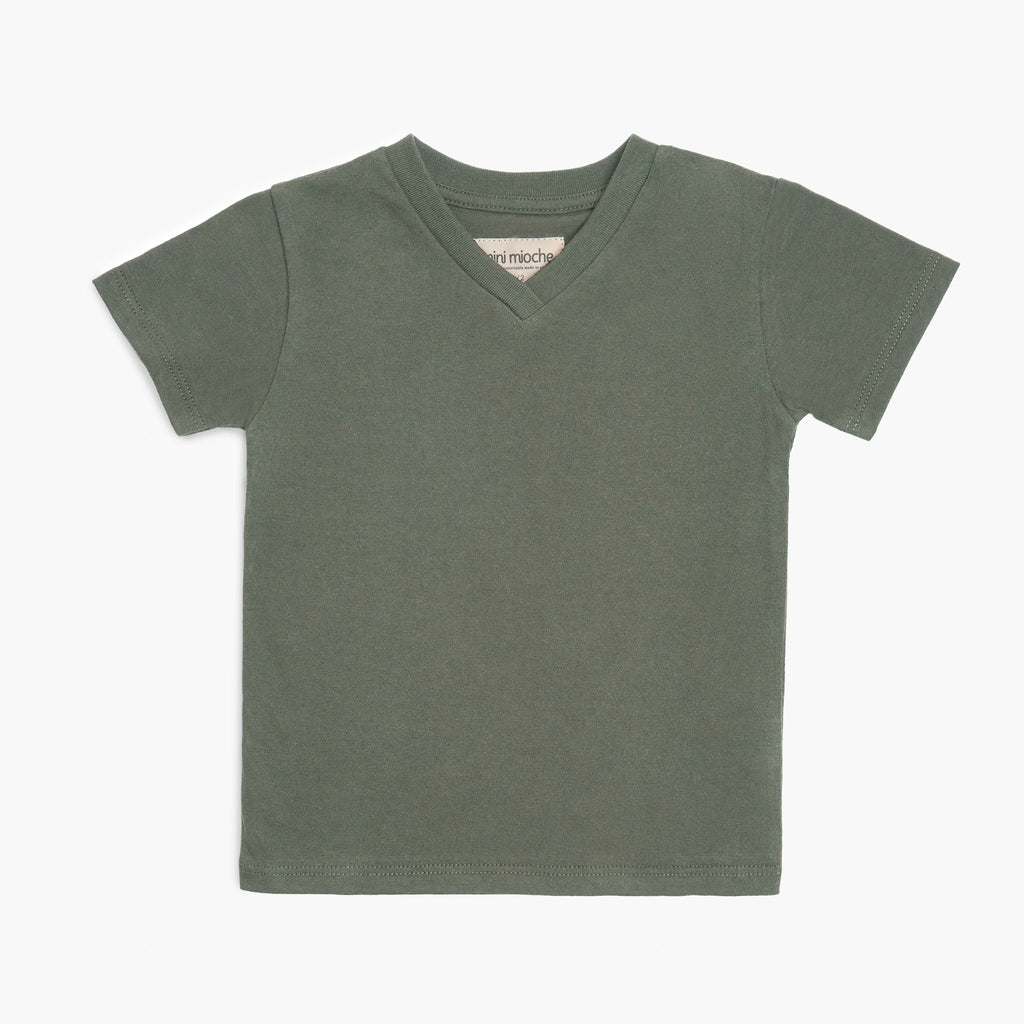 V-Neck Tee - Short Sleeve Tees - Thyme - 6-12 months - mini mioche