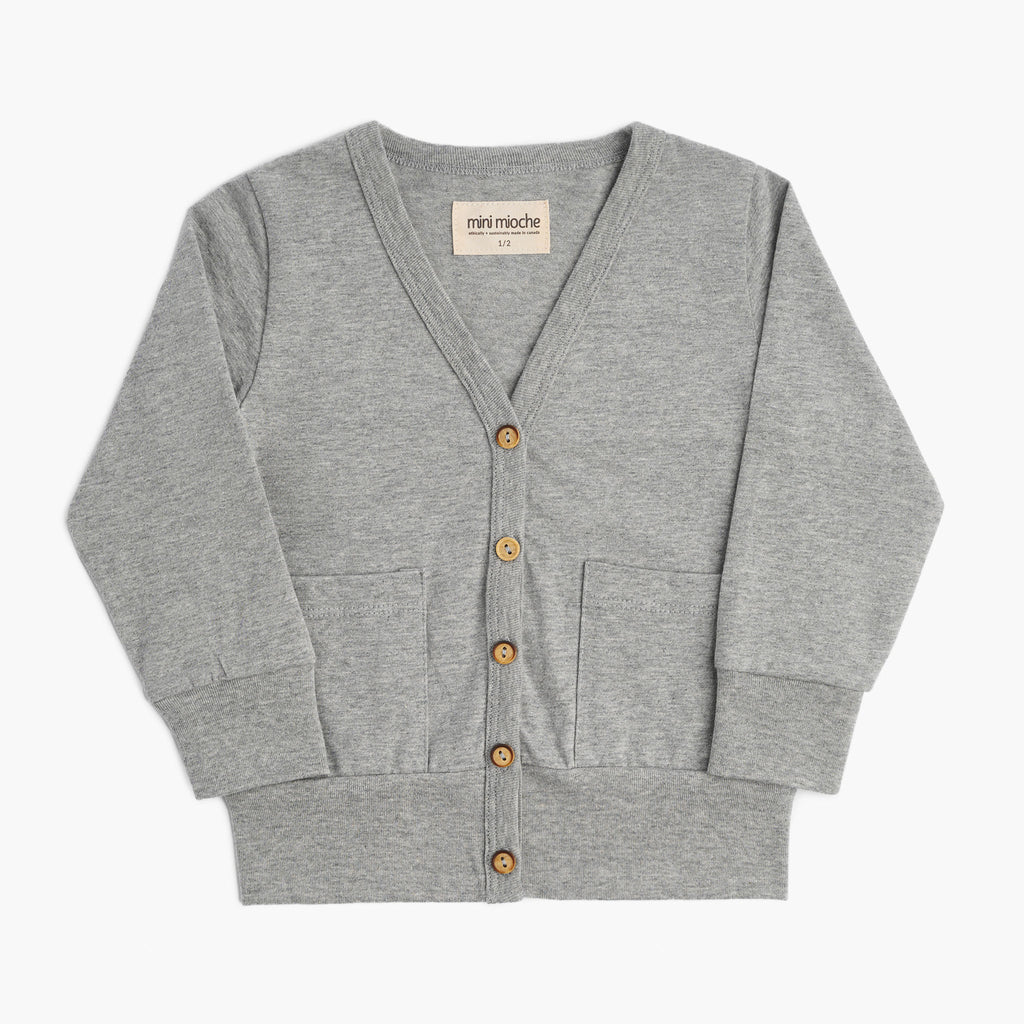 Cloud Classic Cardi - Cardigans - Heather Grey - 1/2 years - mini mioche