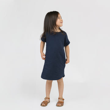 Cloud rolled sleeve dress - Dresses - Navy - 1-2years - mini mioche