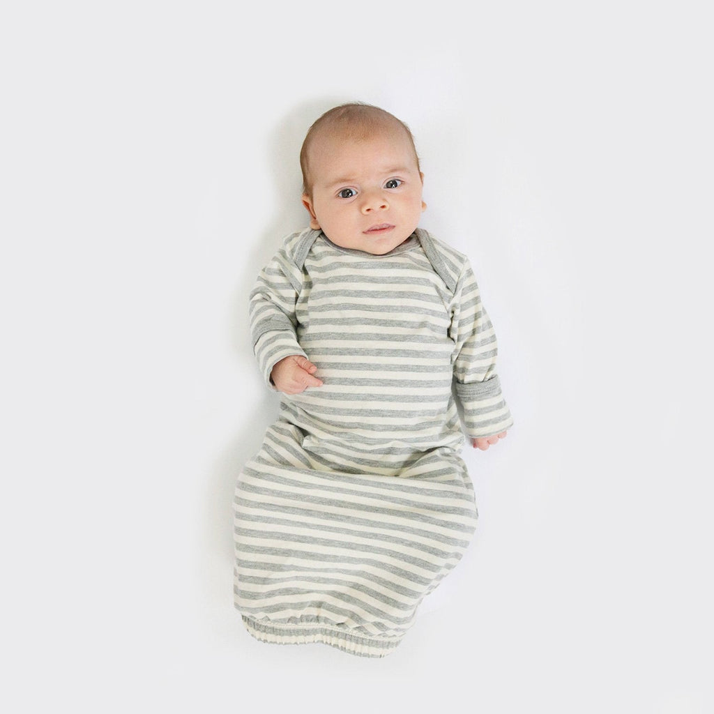 Cloud Bundler - Pajamas - Heather Grey Stripe - one size - mini mioche