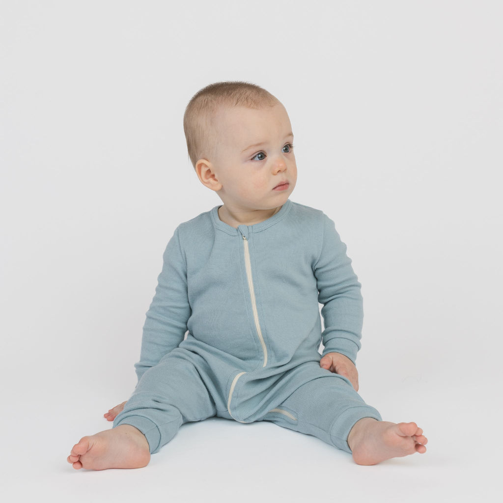 Dreamy Long Sleeve Sleeper - Pajamas - Sky - 0-3 months - mini mioche