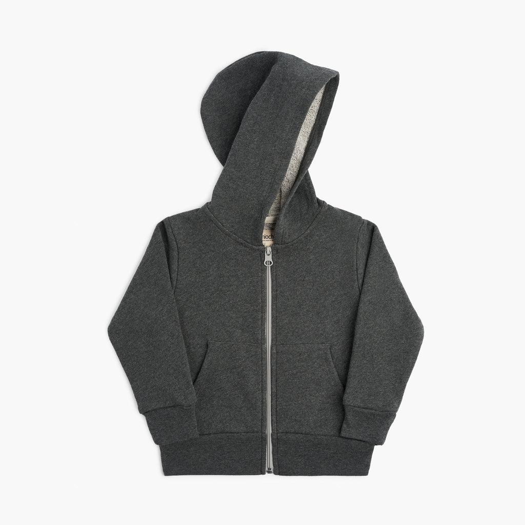 French Terry Lush Hoodie - Hoodies - Heather Charcoal - 6-12 - mini mioche