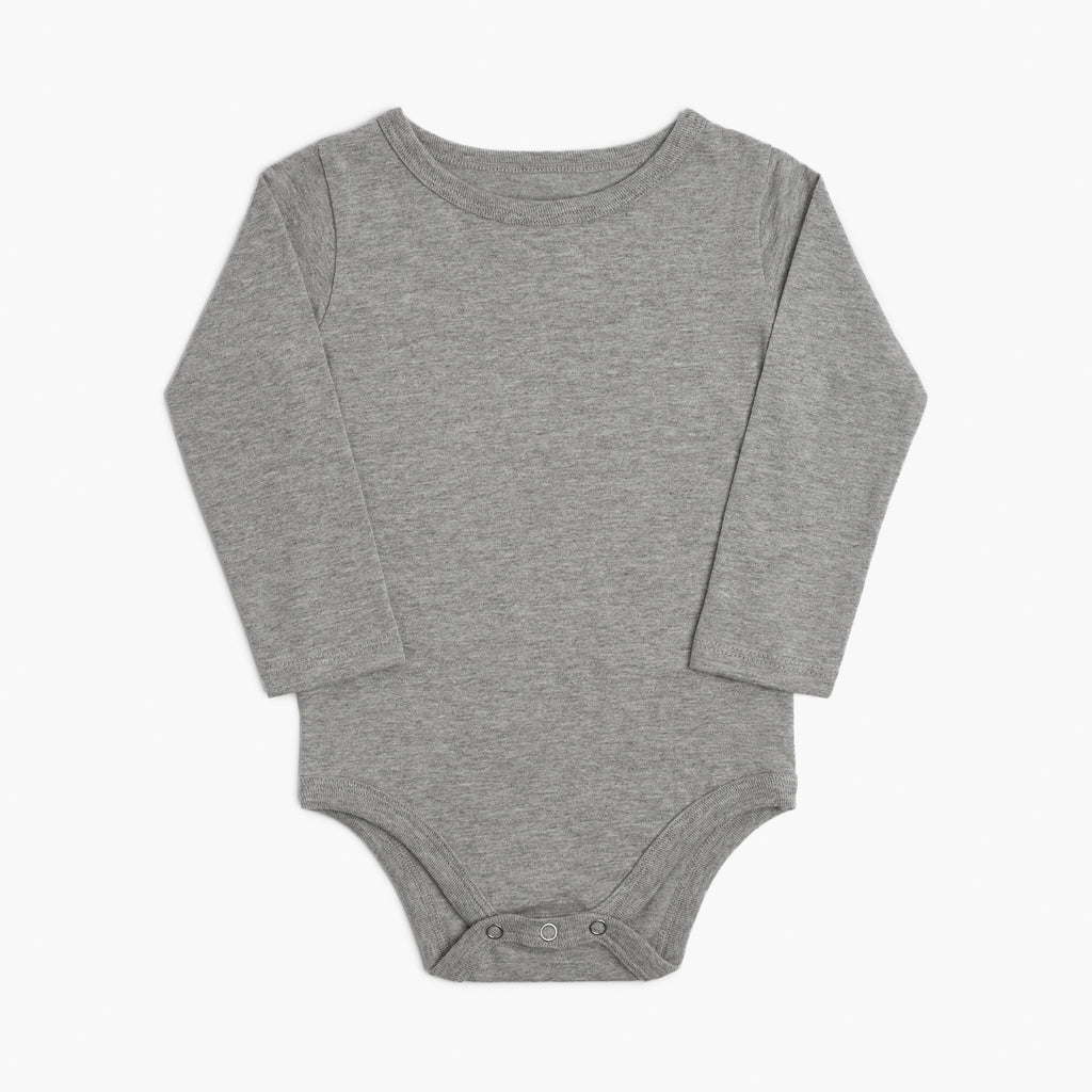 Long Sleeve Onesie - Onesies - Heather Grey - 0-3 - mini mioche