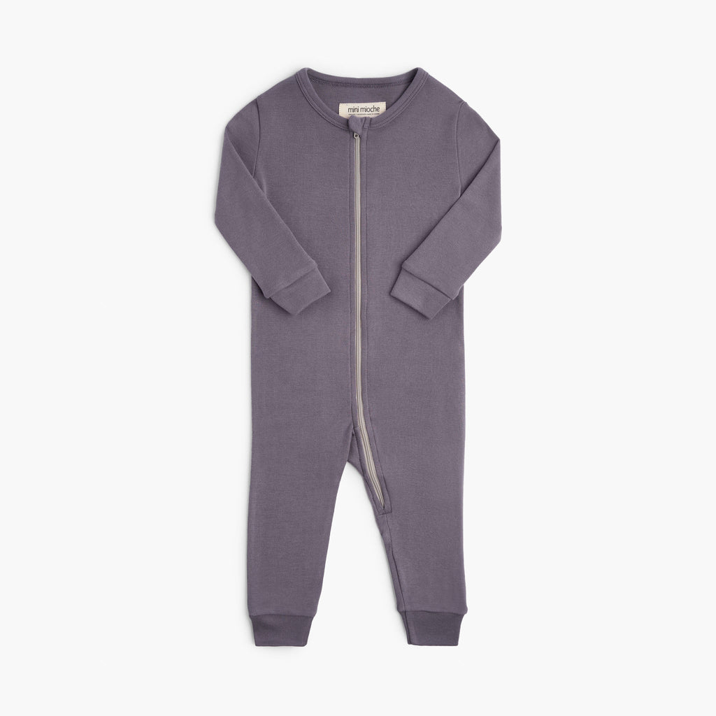 Long Sleeve Ribby Sleeper - Pajamas - Vintage Plum - 0-3 - mini mioche