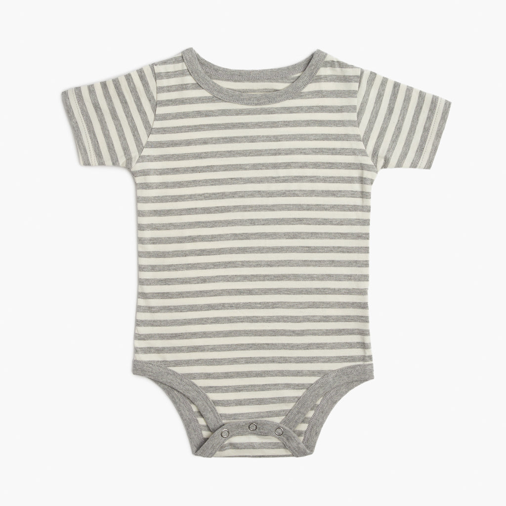 Cloud Short Sleeve Onesie - Onesies - Heather Grey Stripe - 0-3 months - mini mioche