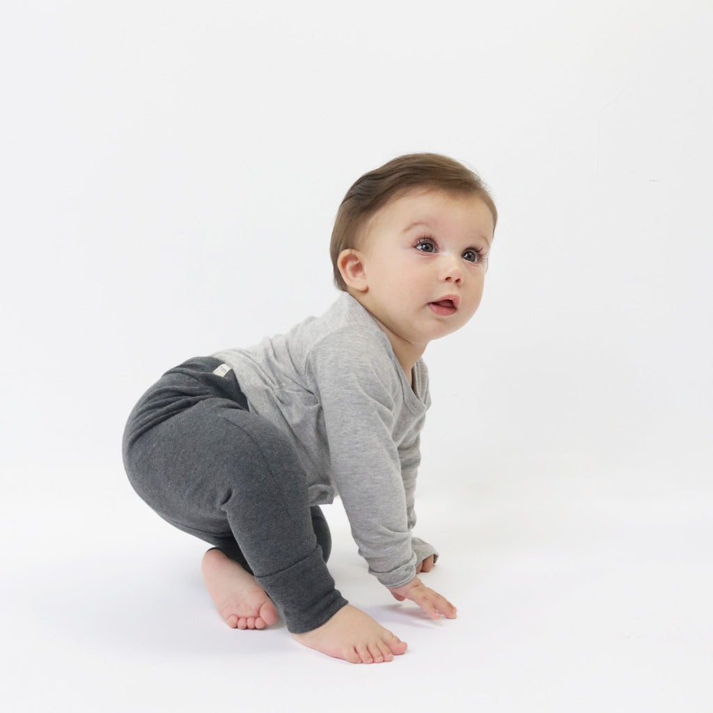 Slim Pant - Leggings - Heather Charcoal - 0-3 months - mini mioche