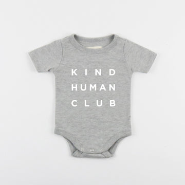Kind Human Club Short Sleeve Onesie - Onesies - Heather Grey - 0-3 - mini mioche
