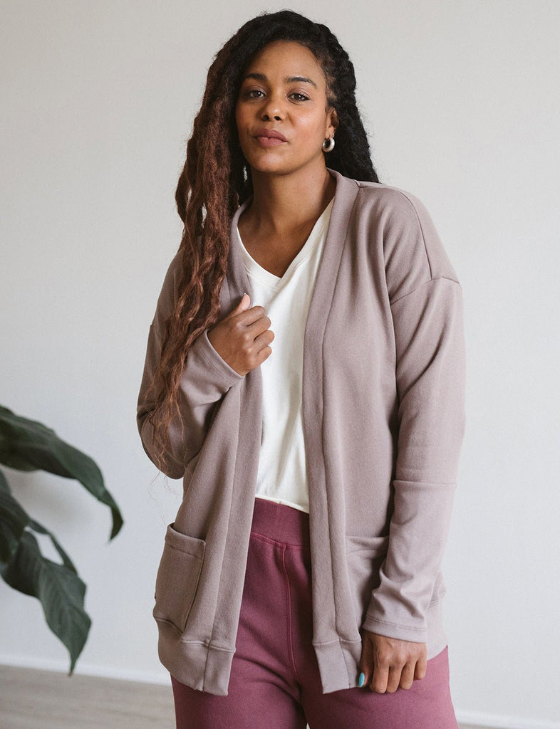 The Women's Relaxed Cardi - Adult Tees + Tops - Taupe - XS - mini mioche