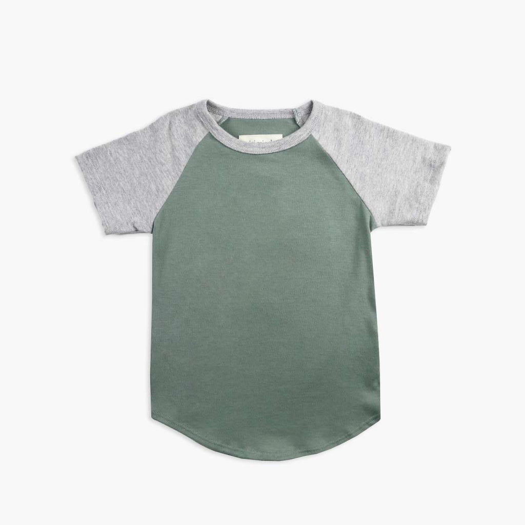 Short Sleeve Ball Tee - Short Sleeve Tees - Moss Green/Heather Grey - 3-6 - mini mioche