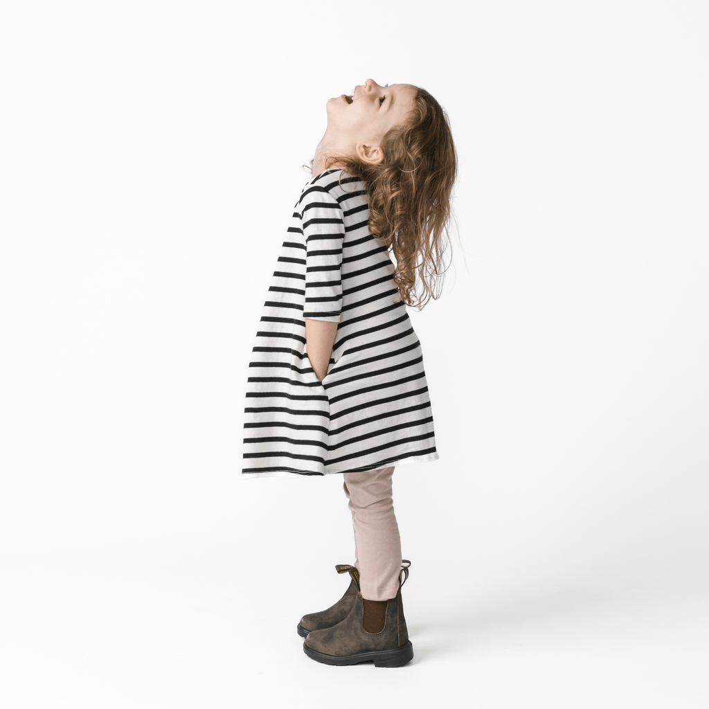 Jersey Swing Dress - Dresses - Natural Stripe - 12-18 - mini mioche