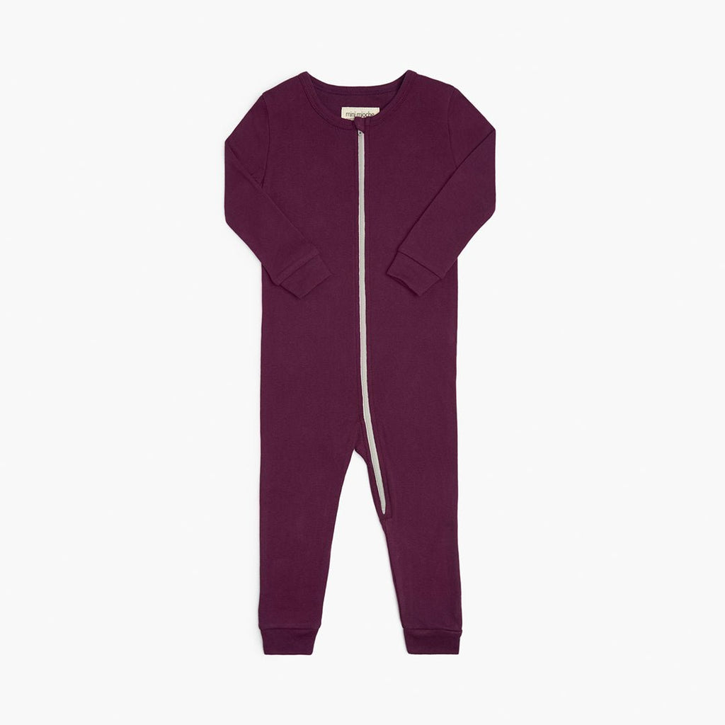 Long Sleeve Ribby Sleeper - Pajamas - Berry - 0-3 - mini mioche