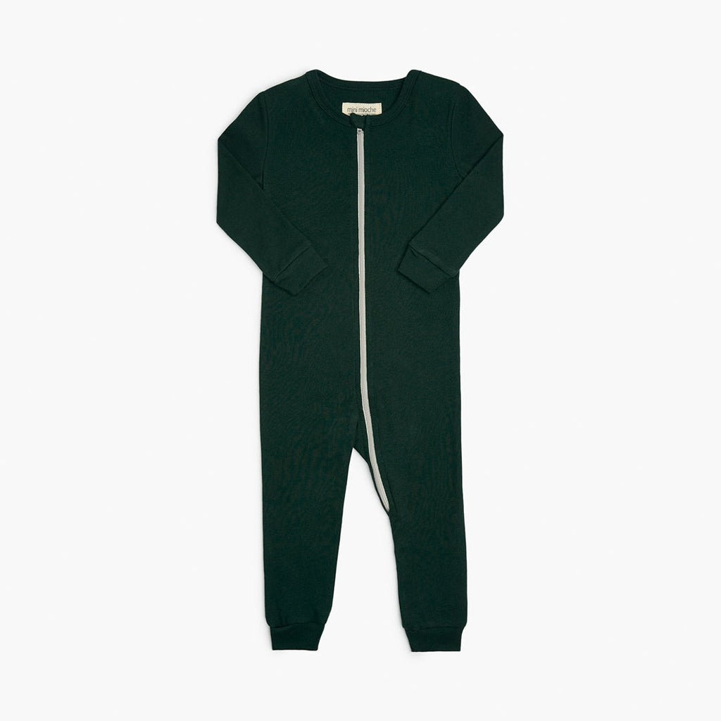 Long Sleeve Ribby Sleeper - Pajamas - Pine - 0-3 - mini mioche