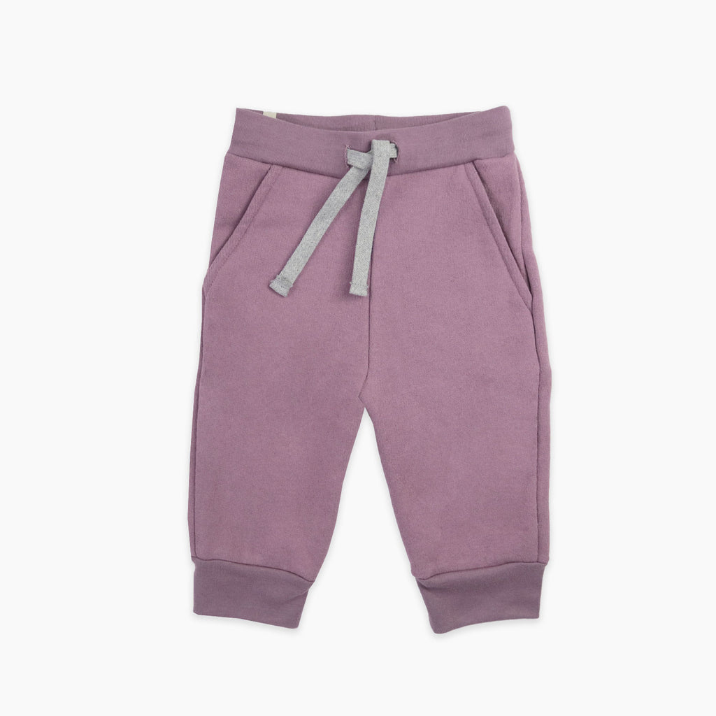 French Terry Cropped Jogger - Cropped Pants - Mauve Pink - 6-12 - mini mioche