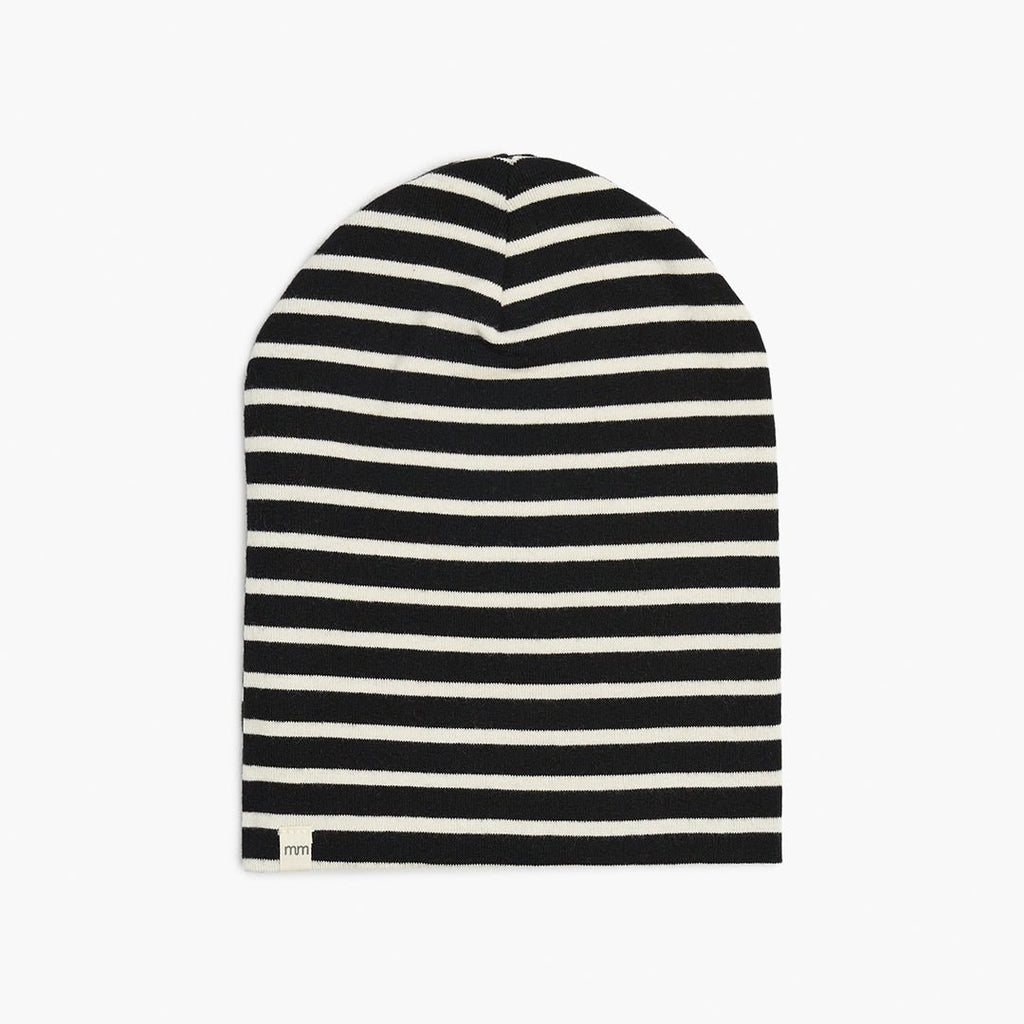 Slouchy Beanie - Hats - Black Stripe - 0-12 - mini mioche